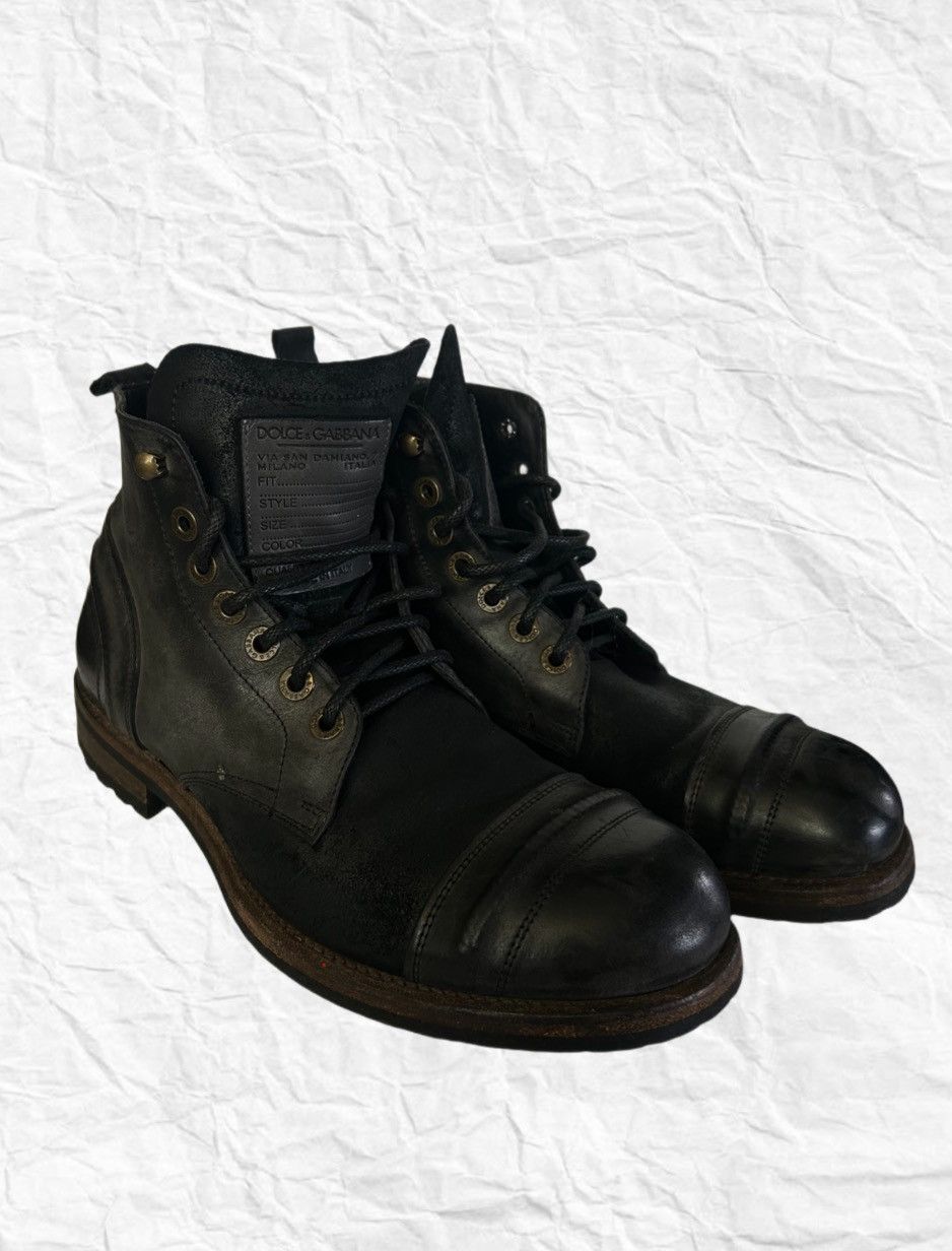 Dolce & Gabbana Dolce & Gabbana Black Leather Cap Toe Combat Boots Size US 9.5 / EU 42-43 - 1 Thumbnail