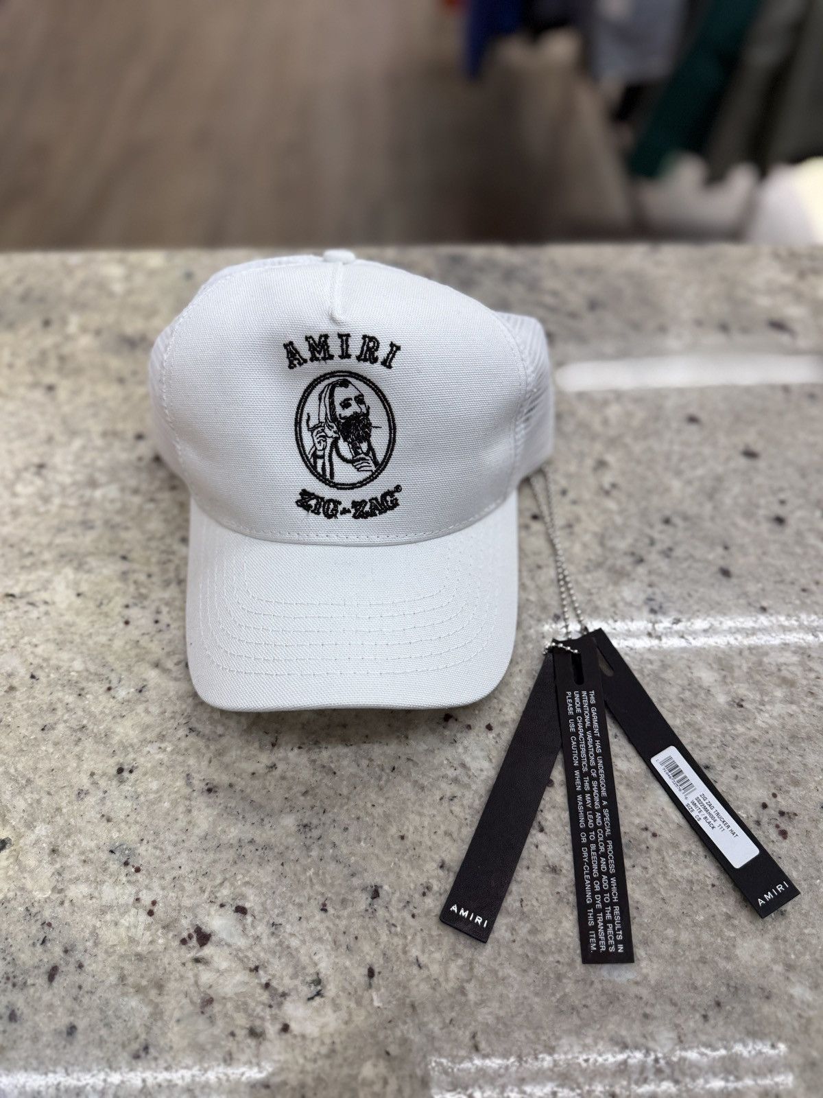 Amiri Amiri White Zig Zag Trucker Hat Size ONE SIZE - 1 Thumbnail