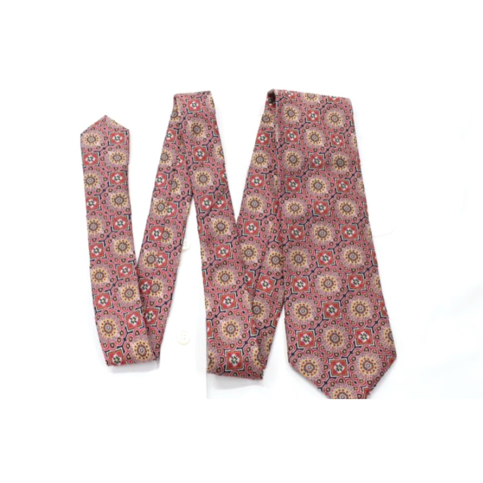 Jos. A. Bank Jos A Bank Signature Necktie Red 100% Silk Men’s Tie Geometric Floral Classic 57"-60" Size ONE SIZE - 2 Thumbnail