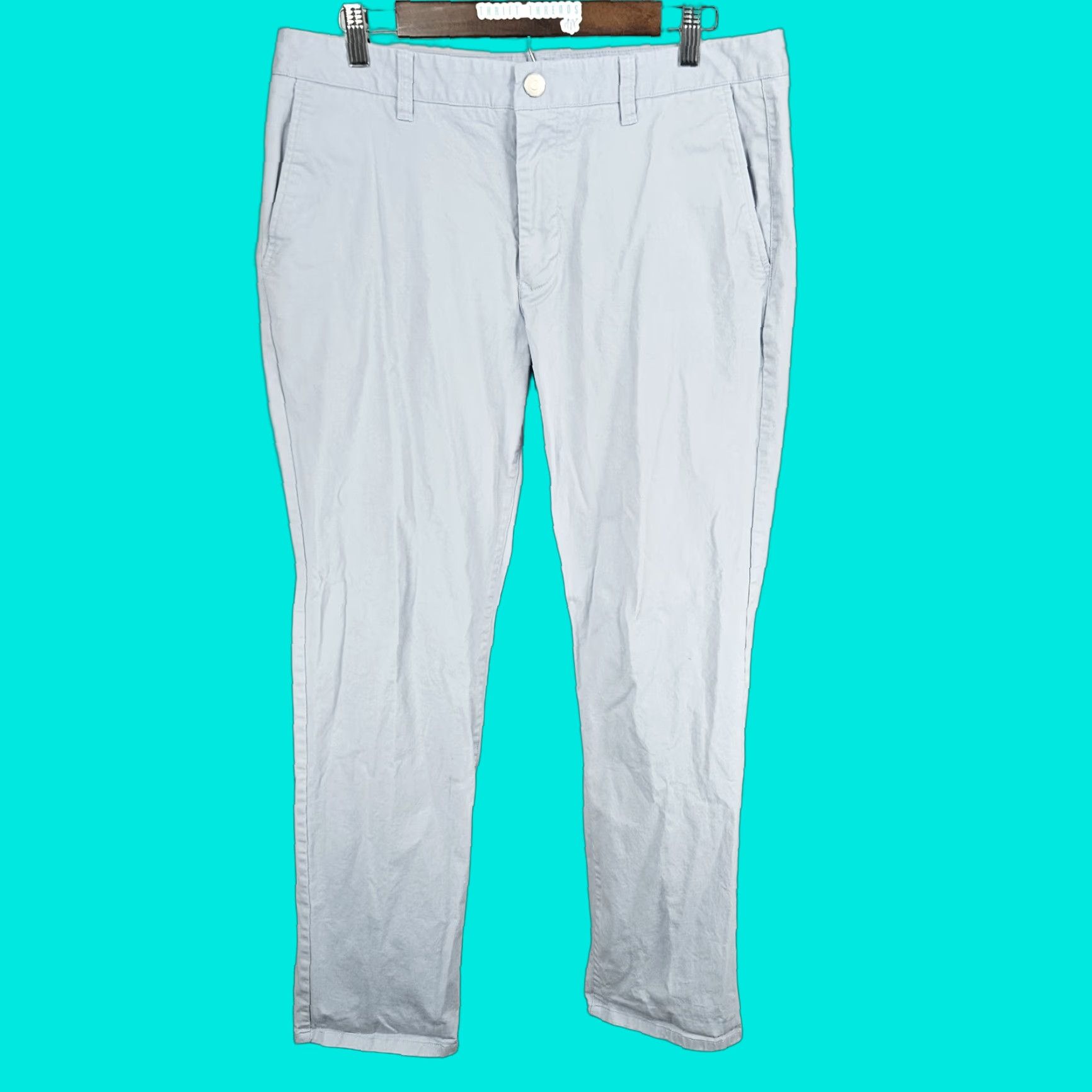 Bonobos Bonobos Blue Straight Leg Cotton Stretch Flat Front Chino Pants 35x32 Size US 35 - 1 Thumbnail