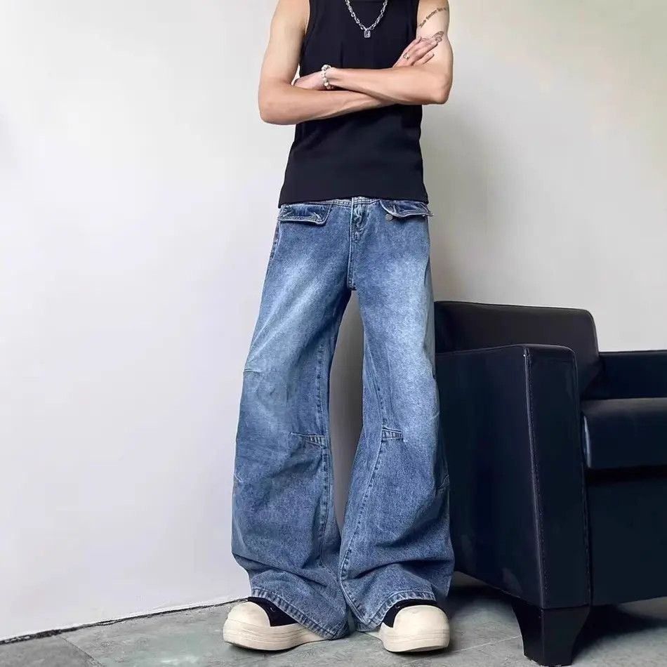 Japanese Brand Retro loose casual straight leg wide leg jeans Size US 32 / EU 48 - 2 Thumbnail