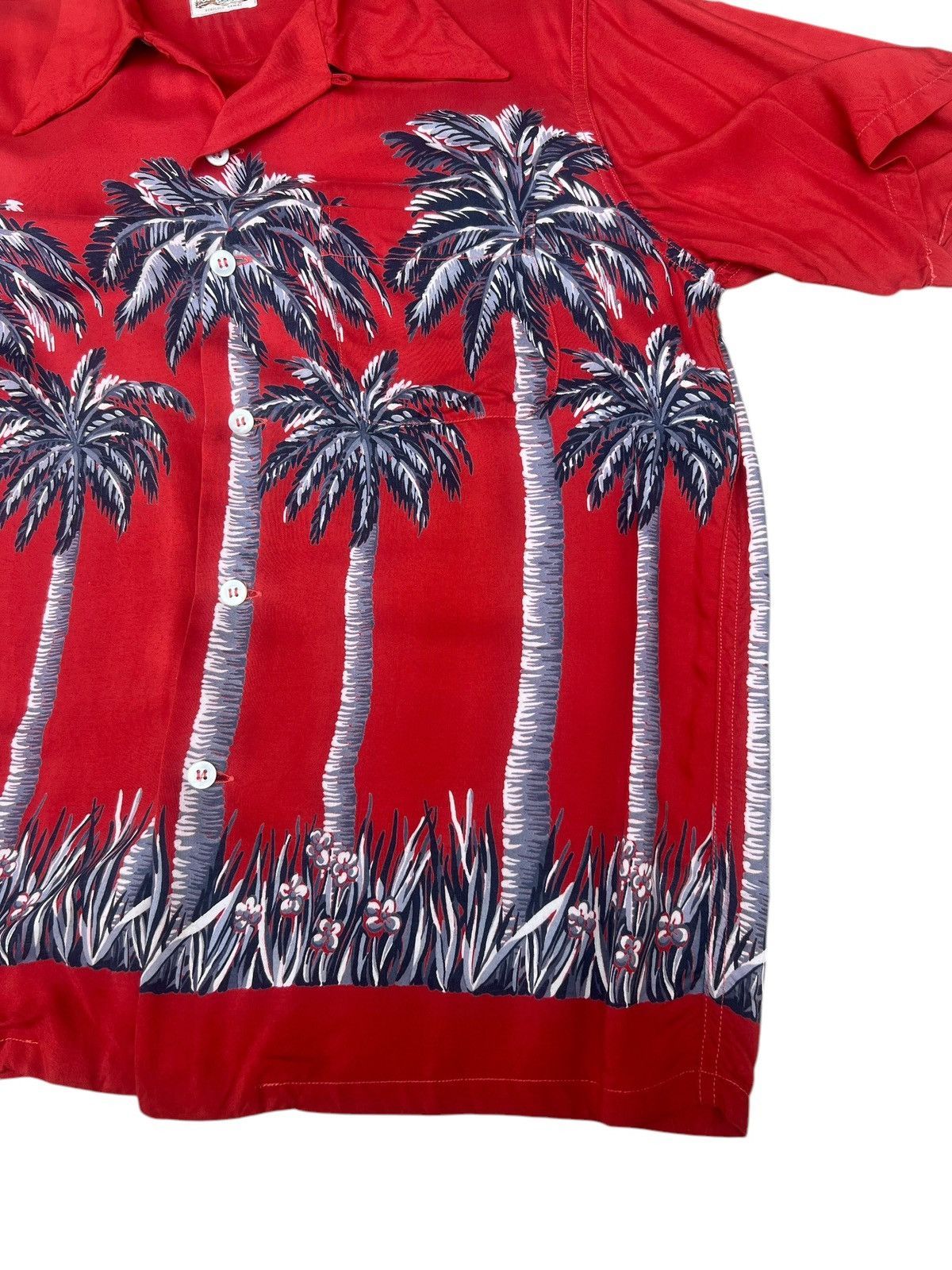 Aloha McCoy Sportswear Palm Trees 100% Rayon Hawaiian Shirt