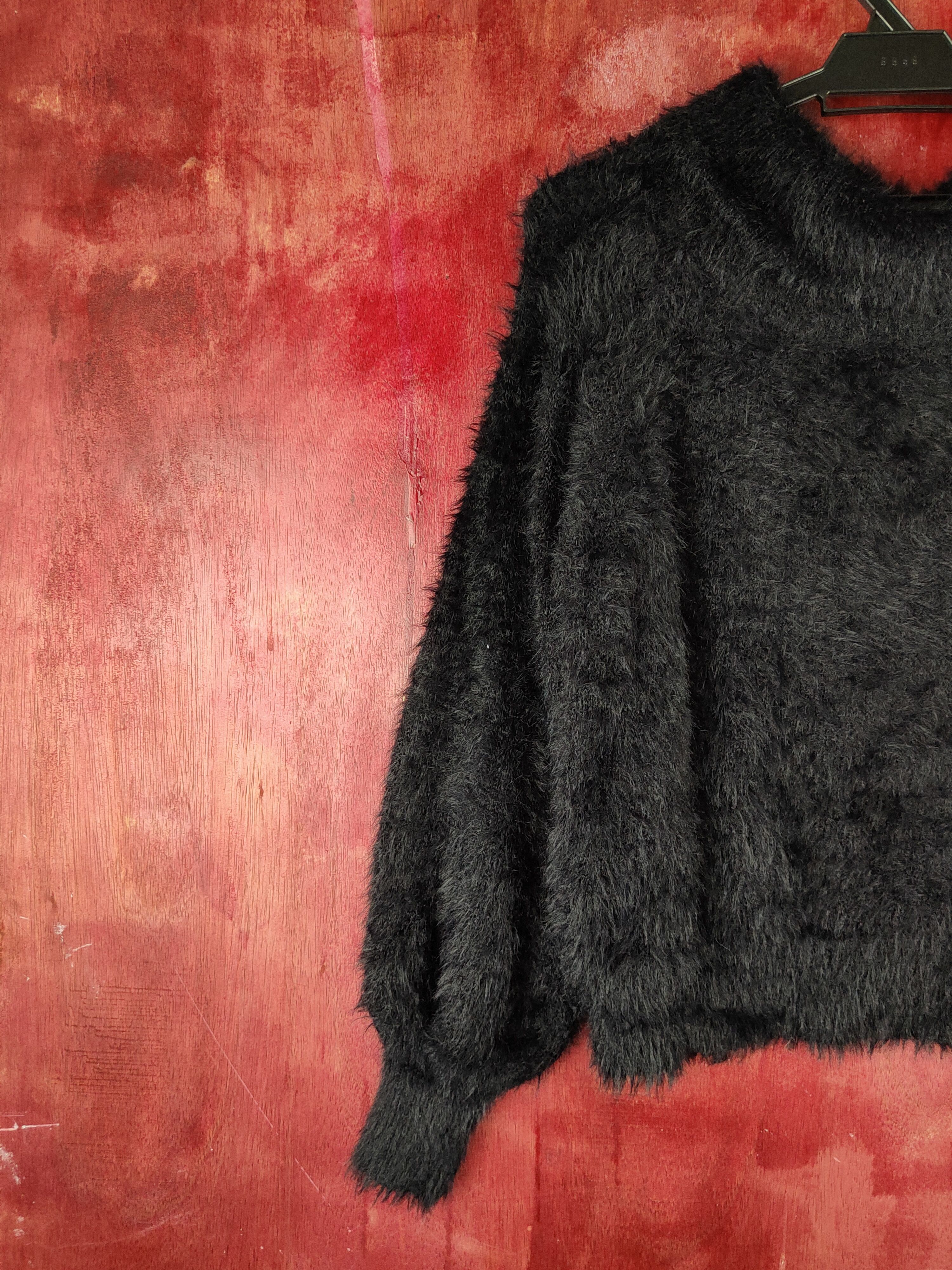 Aran Isles Knitwear Browny Black Shag Shaggy Fur Mohair Knitwear #S1972 Size S / US 4 / IT 40 - 3 Thumbnail