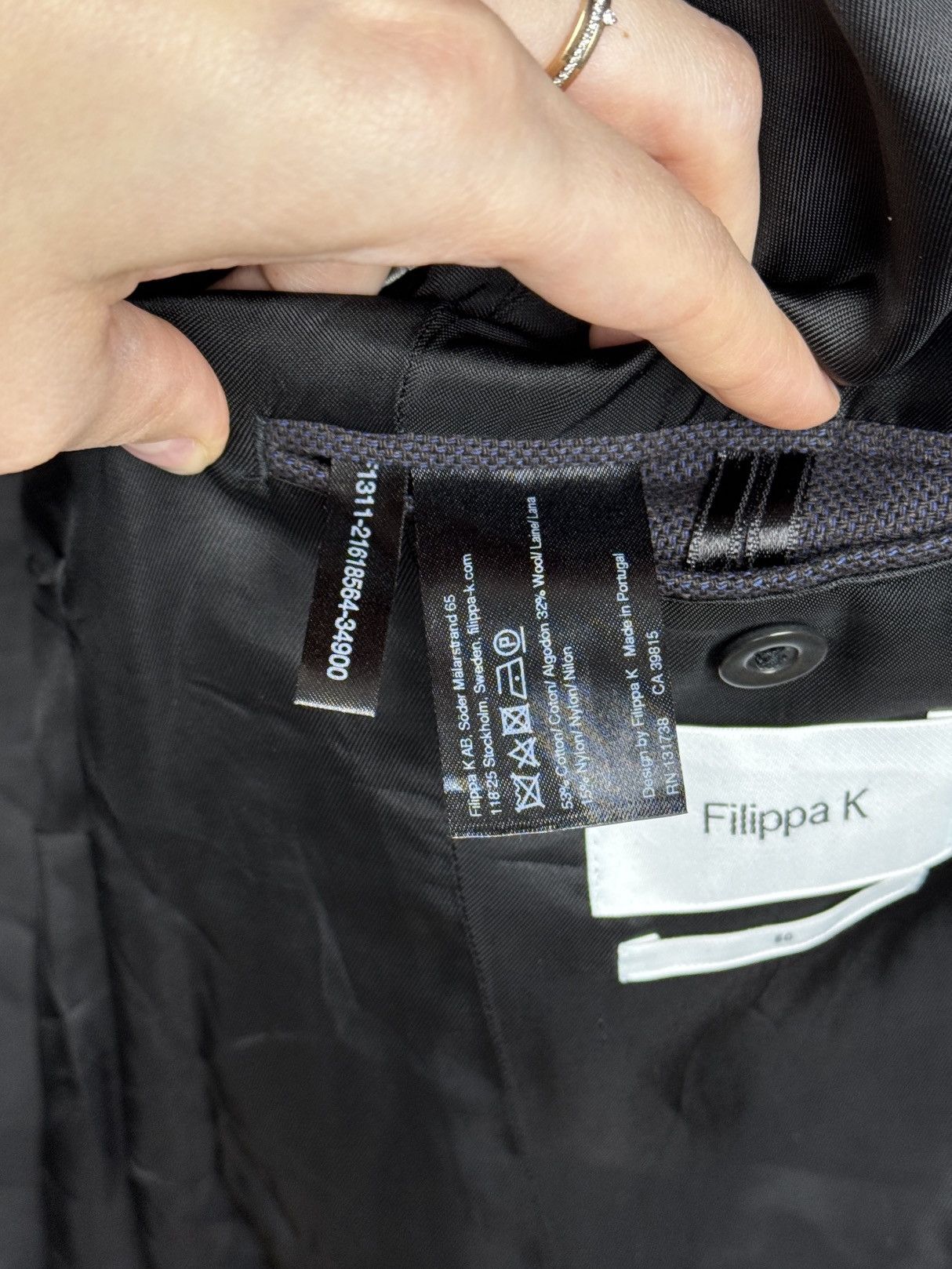 Filippa K Flippa K M. David Tuxedo Jacket Cotton Wool Leather blazer Size 40R - 9 Thumbnail