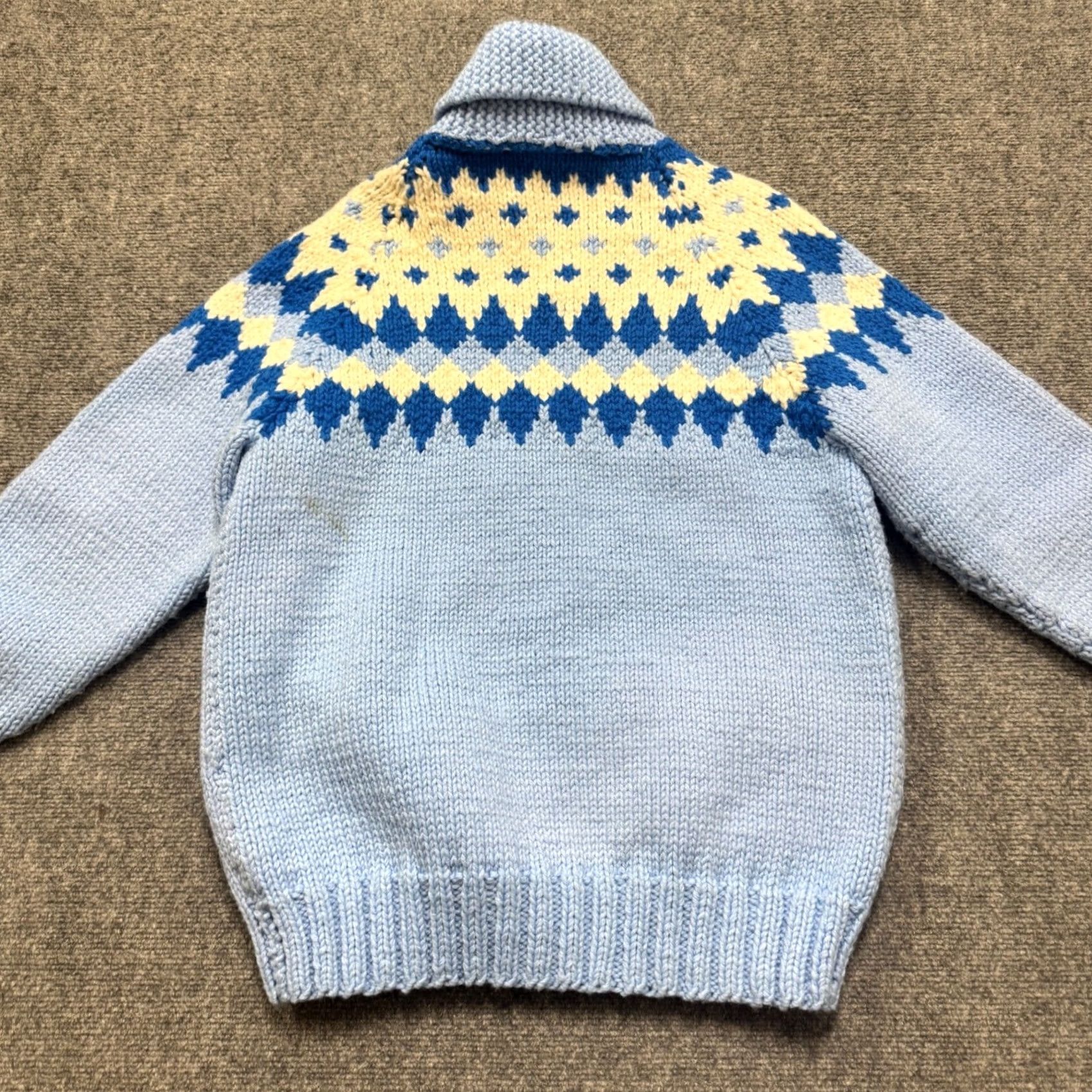 The Unbranded Brand VINTAGE Cardigan Sweater Men's M Blue Wool Distressed C&C Knit Stained Distressing C&C Cardigan Men Size US M / EU 48-50 / 2 - 4 Thumbnail