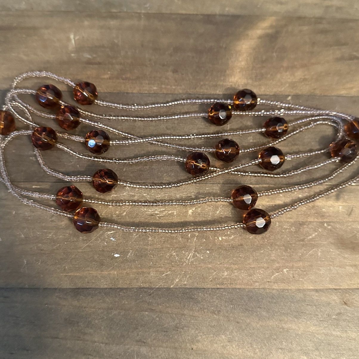 Vintage Vintage long Amber Czech glass beaded necklace Size ONE SIZE - 2 Thumbnail