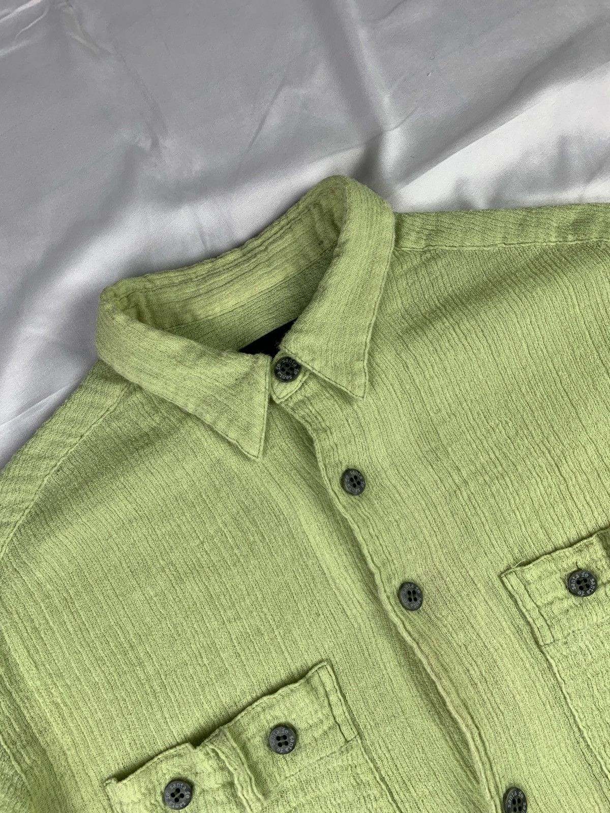 Japanese Brand 1990s santa fe Matcha Green Mohair Light Shirt Size US L / EU 52-54 / 3 - 4 Thumbnail