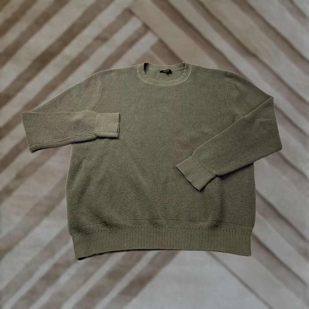 Quince Quince Organic Cotton Cashmere Waffle Crewneck Sweater Olive Green XL Mens Crew Neck Long Sleeve Pullover Breathable Knit Size XL / US 12-14 / IT 48-50 - 1 Thumbnail