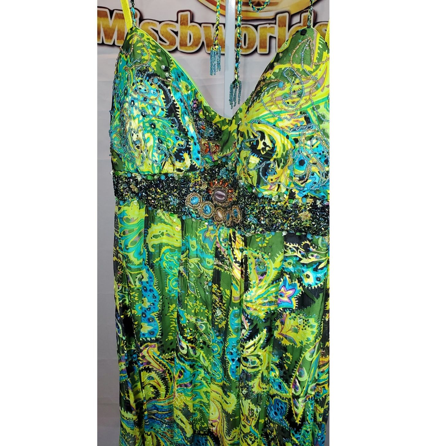 Other Dolce Jovani Green Beaded Halter Evening Dress Size 20 NWT Size 3XL / US 20-22 - 4 Thumbnail