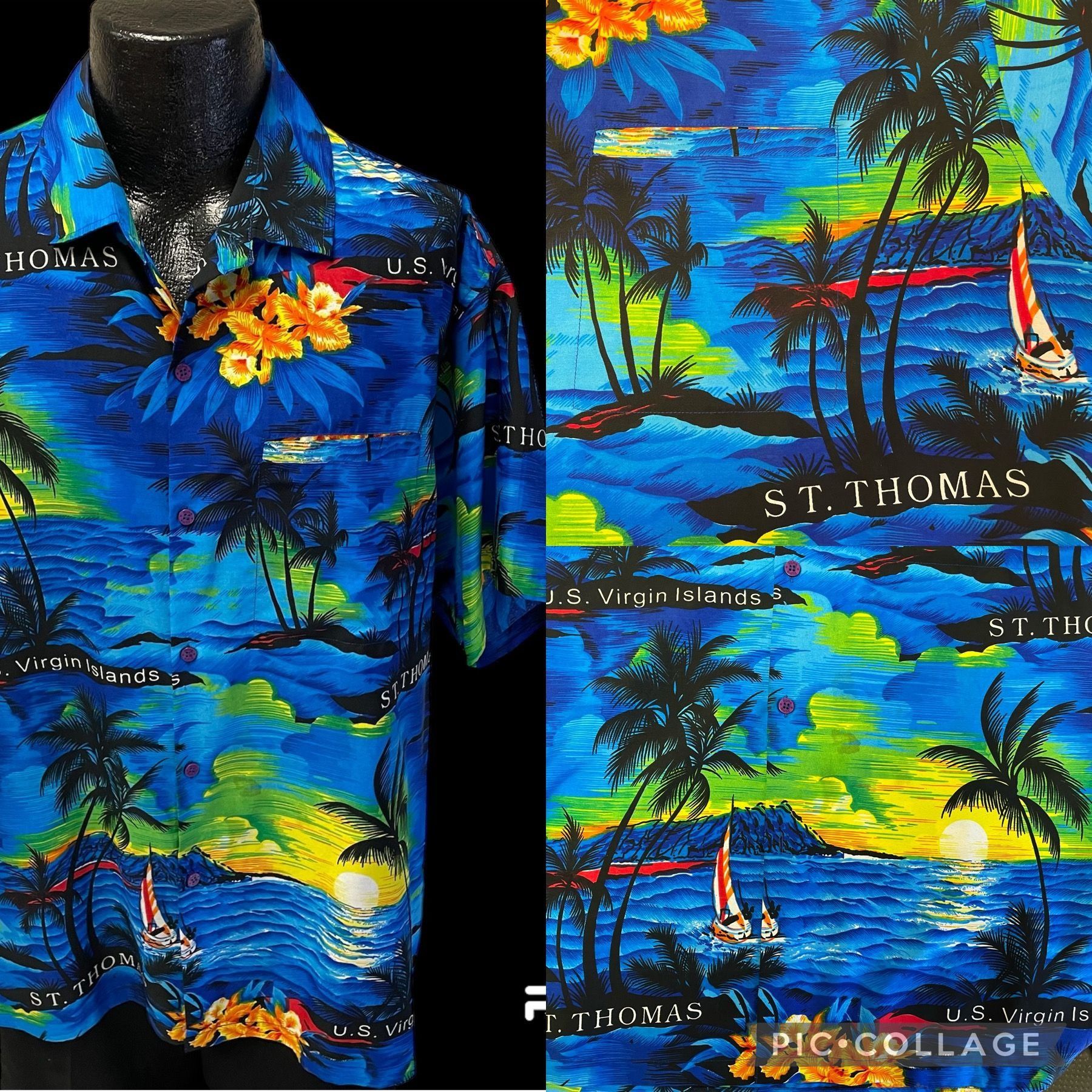 Unkwn 80’s HAWAIIAN St Thomas VIRGIN ISLANDS Tropical Beach Shirt Size US XXL / EU 58 / 5 - 3 Thumbnail