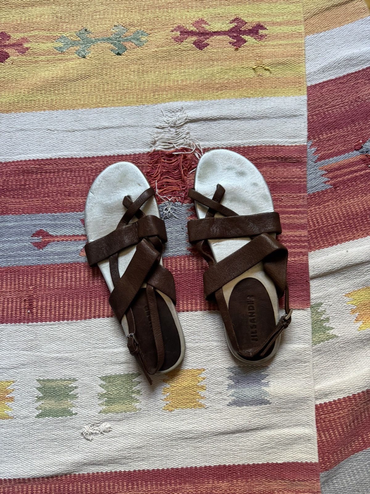 Genuine Leather Vintage 00’s Jil Sander Italian Brown Leather Sandals Size US 10 / IT 40 - 2 Thumbnail