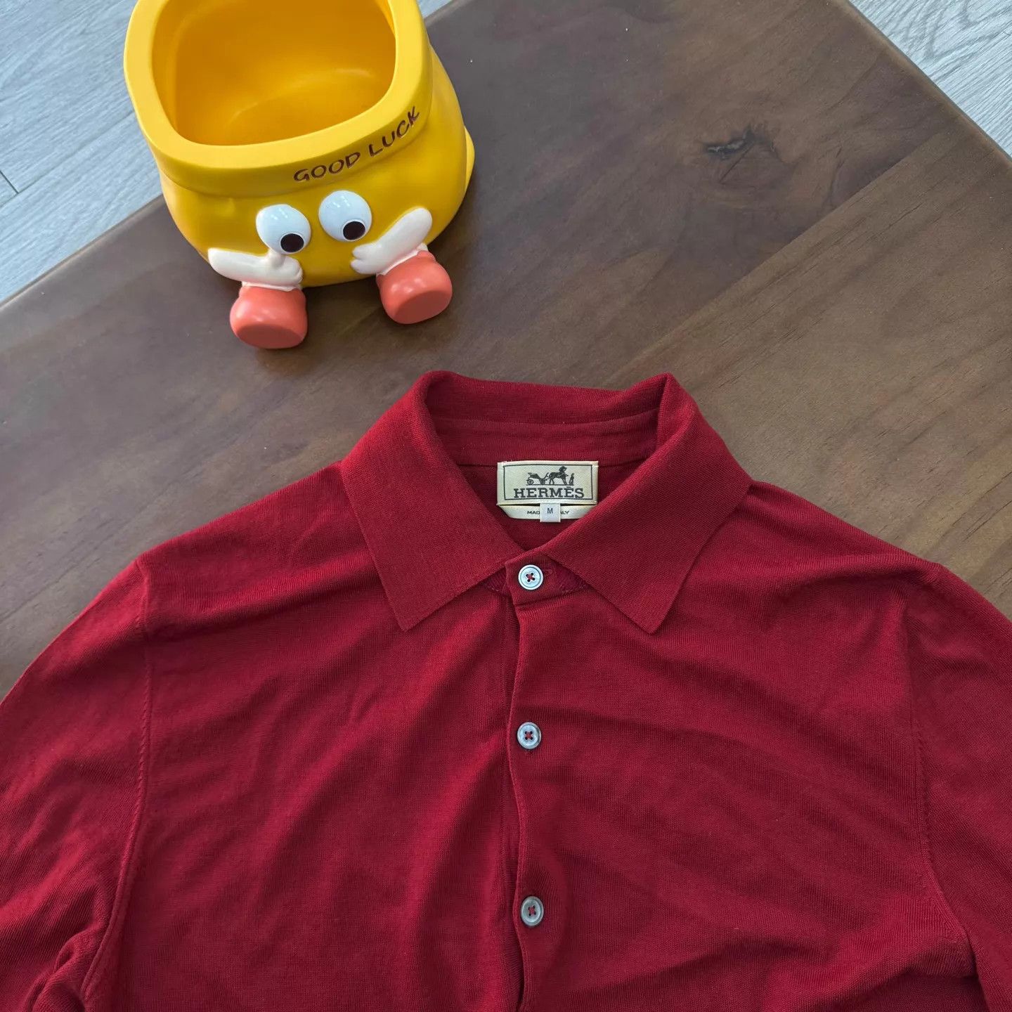 Hermes Hermès Wool Knit Polo Shirt Red Like New M Size M / US 6-8 / IT 42-44 - 3 Thumbnail