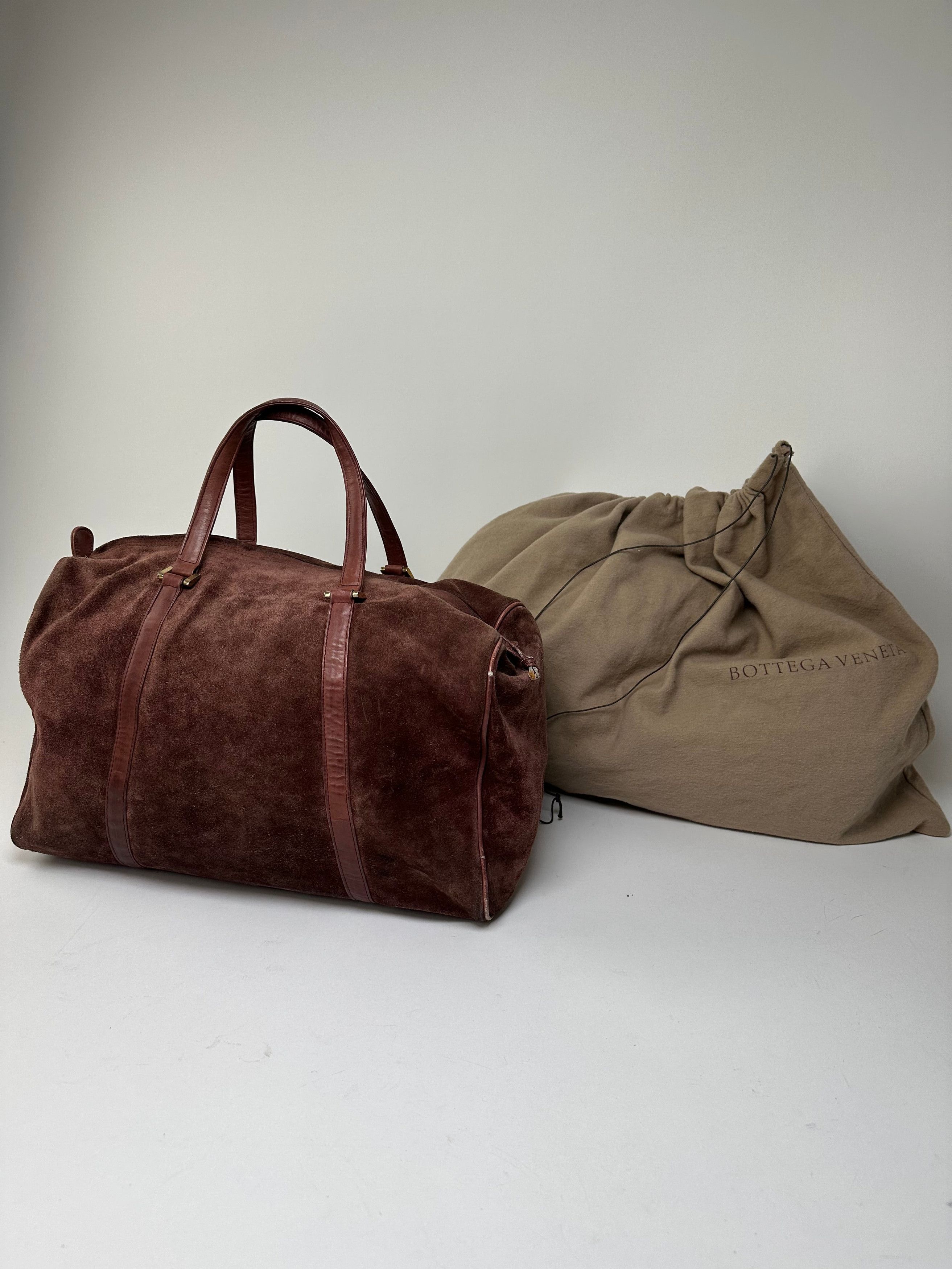 Bottega Veneta Vintage Suede Weekender Duffle Bag Burgundy Size ONE SIZE - 1 Thumbnail