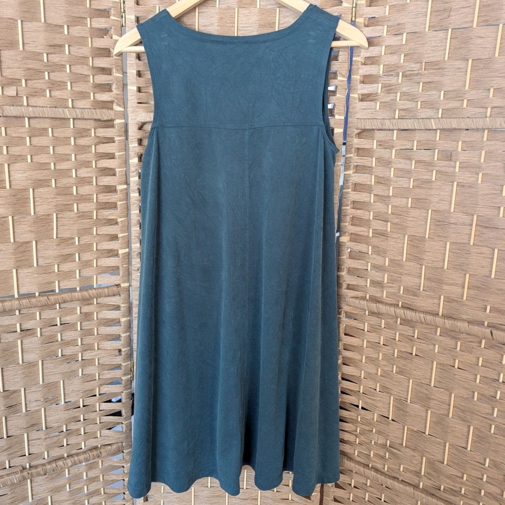 Vintage Sigrid Olsen Teal Green Modal Blend Sleeveless V-Neck A-Line Shift Dress Womens S Size S / US 4 / IT 40 - 2 Thumbnail