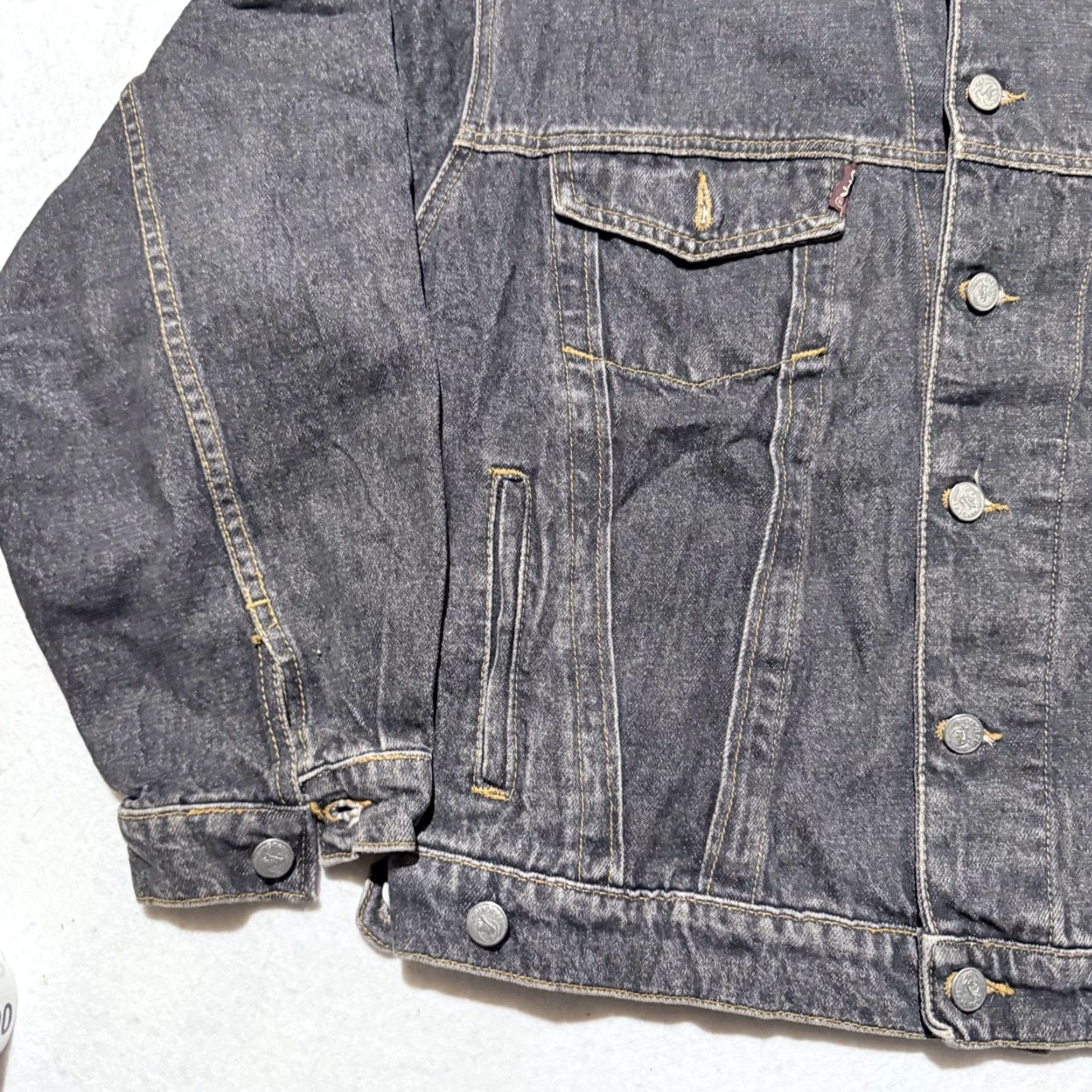 Denime Vintage Cedixsept Trucker Jacket Mens Black Denim Boxy Biker - 2XL Size US XXL / EU 58 / 5 - 5 Thumbnail