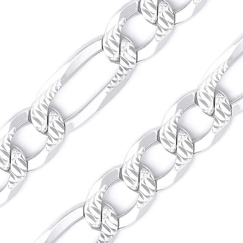 Other 7.8mm Figaro / Figaroa Link D-Cut Pave Chain Bracelet Size ONE SIZE - 2 Thumbnail