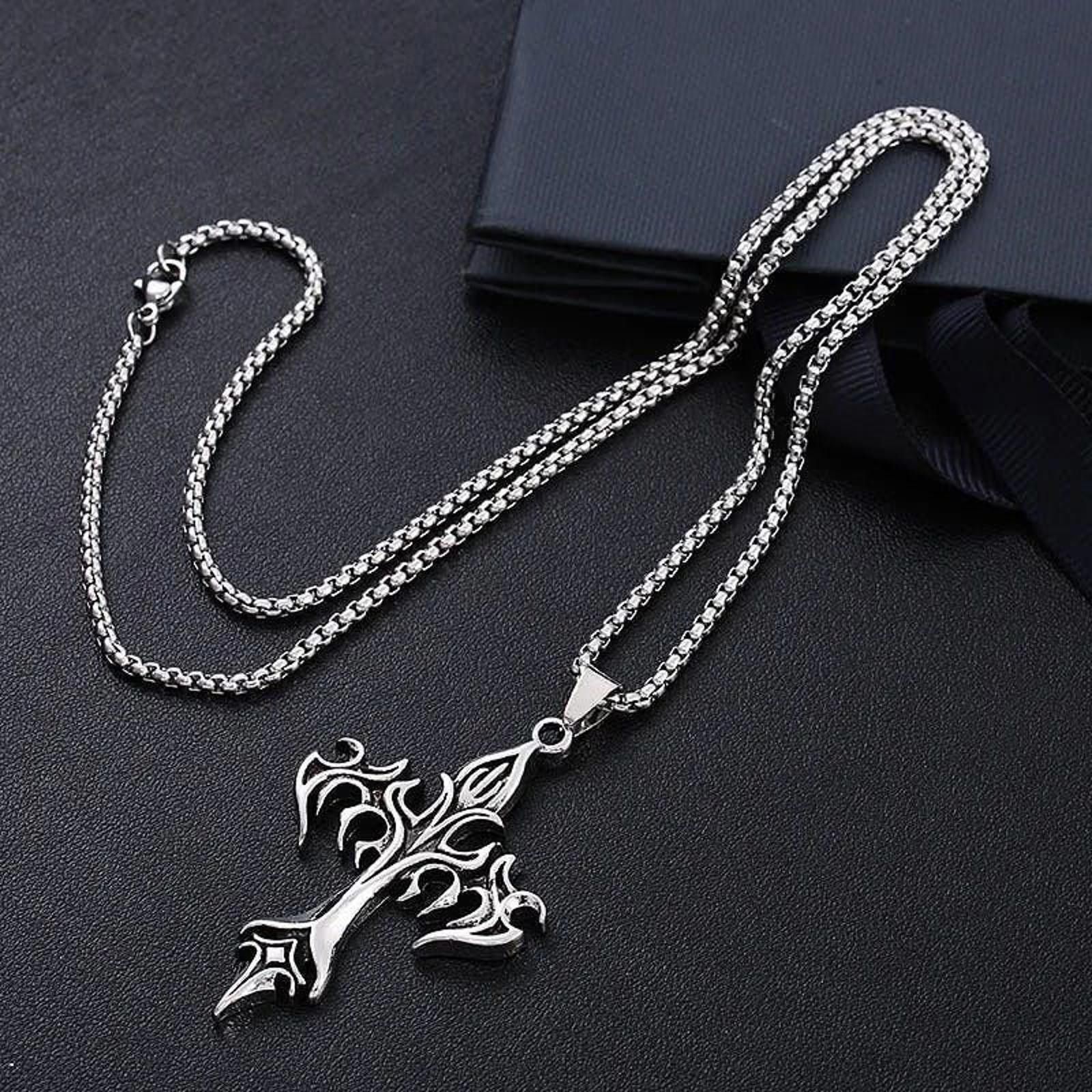 Jewelry Flame Cross Pendant Necklace Size ONE SIZE - 9 Thumbnail