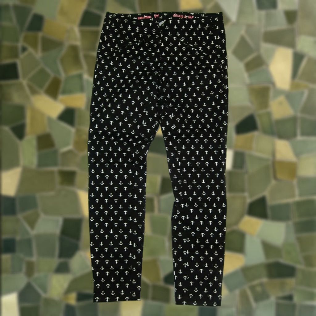 Gap Gap Cotton Stretch Black White Boat Anchor Super Skinny Chino Pant Women Size 04 Size 27" / US 4 / IT 40 - 1 Thumbnail