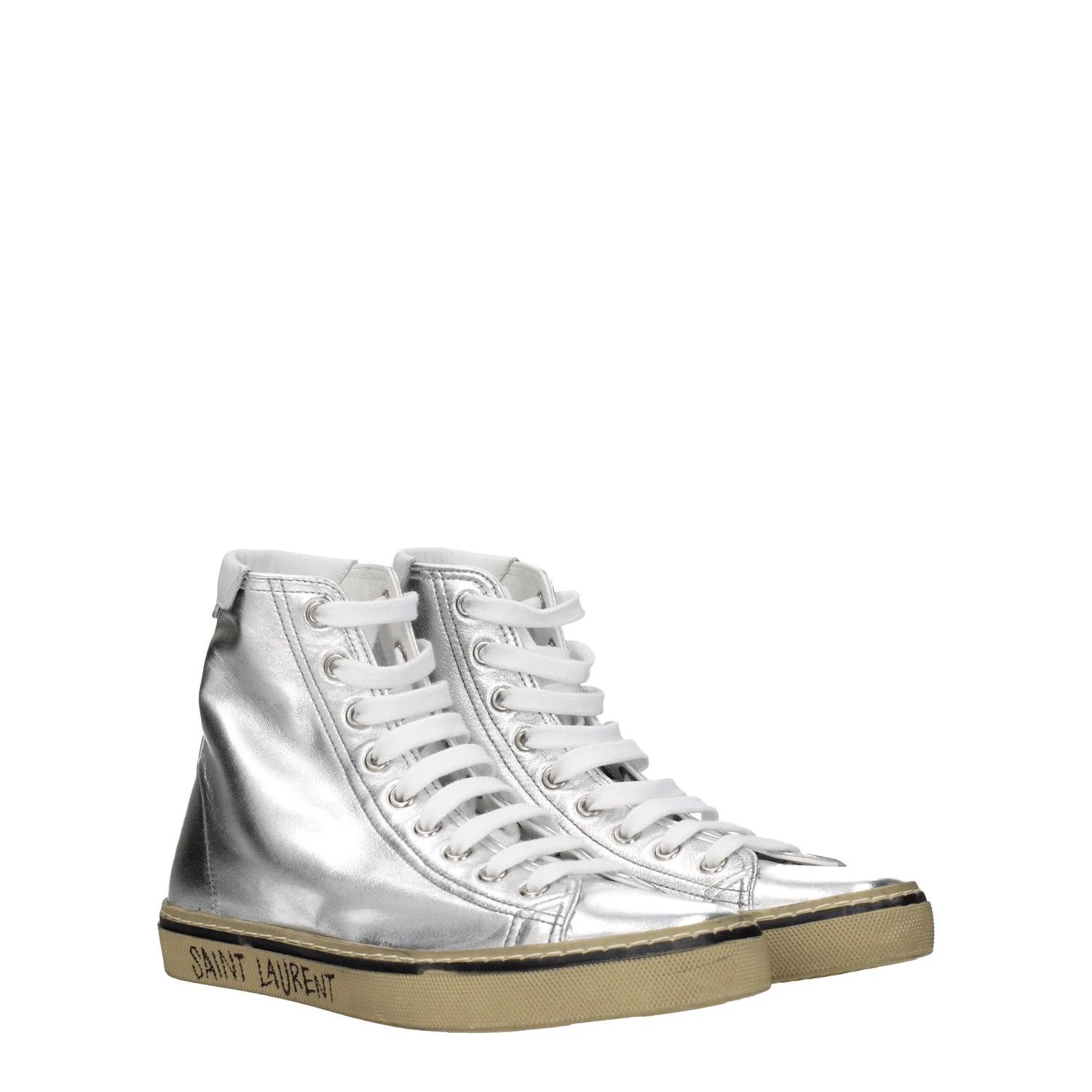 Saint Laurent Paris ob1o1e1124 Leather Sneakers in Silver Size US 5 / IT 35 - 2 Thumbnail