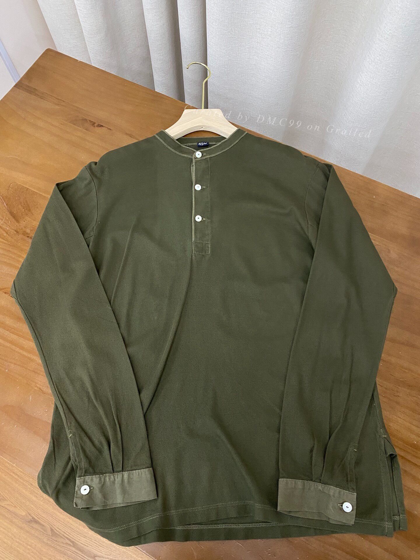 45rpm 45R Army Green Pique Cotton Long-Sleeve Size US M / EU 48-50 / 2 - 1 Thumbnail