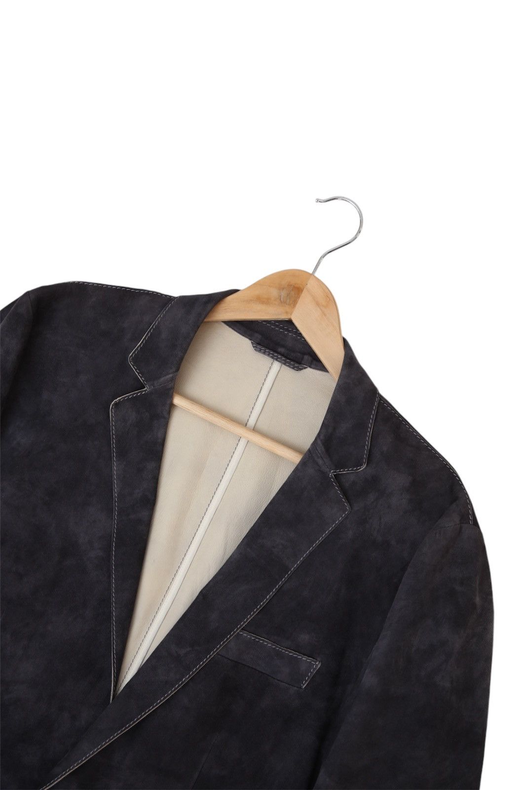 Genuine Leather × Hugo Boss Hugo Boss Grey Italian Lamb Suede Leather Blazer Jacket Size US M / EU 48-50 / 2 - 2 Thumbnail