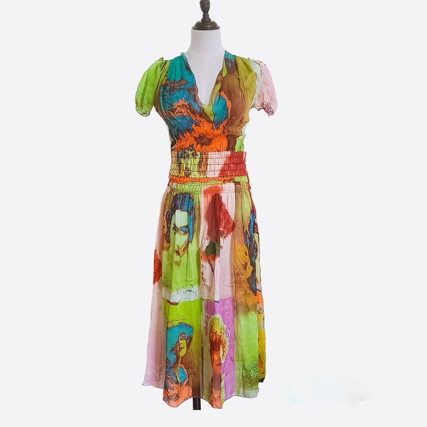 Jean Paul Gaultier Iconic S/S 2002 Women Portraits silk dress Size XS / US 0-2 / IT 36-38 - 1 Thumbnail