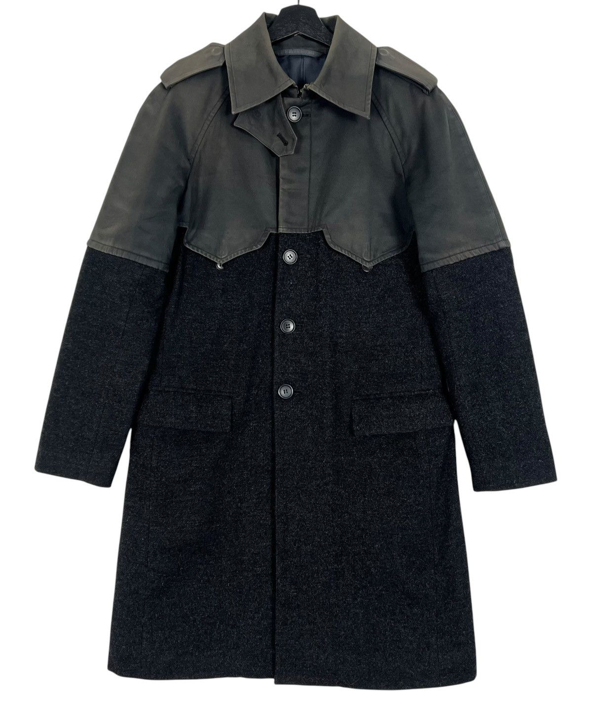 Yuji Yamada Vintage Yuji Yamada Distressed Wool Trench Coat Size US M / EU 48-50 / 2 - 1 Thumbnail