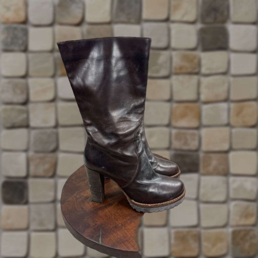 Brunello Cucinelli Brunello Cucinelli Boots Women Size 38.5 EU 8 US Brown Leather Block Heel Riding Size US 8 / IT 38 - 1 Thumbnail