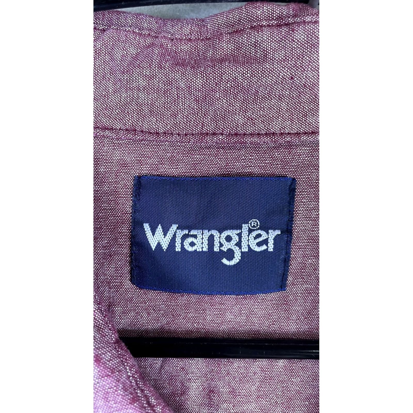 Wrangler Wrangler Shirt Mens Big 2XLT Red Solid Long Sleeve Pearl Snap Western Chambray Size US XXL / EU 58 / 5 - 4 Thumbnail