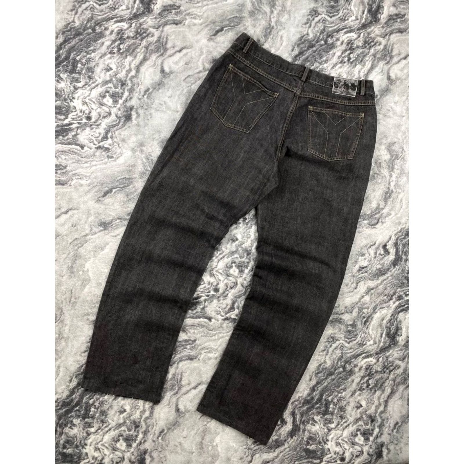Yves Saint Laurent VINTAGE Saint Laurent Jeans Men 36x34 Black Logo 5-Pocket Denim Straight Baggy YSL Size 36 Mens Size US 36 / EU 52 - 2 Thumbnail
