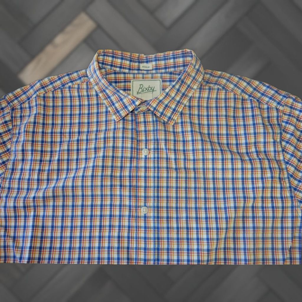 Vintage Bixby Men's Short Sleeve Plaid Button-Up Shirt Blue XL Size US XL / EU 56 / 4 - 1 Thumbnail