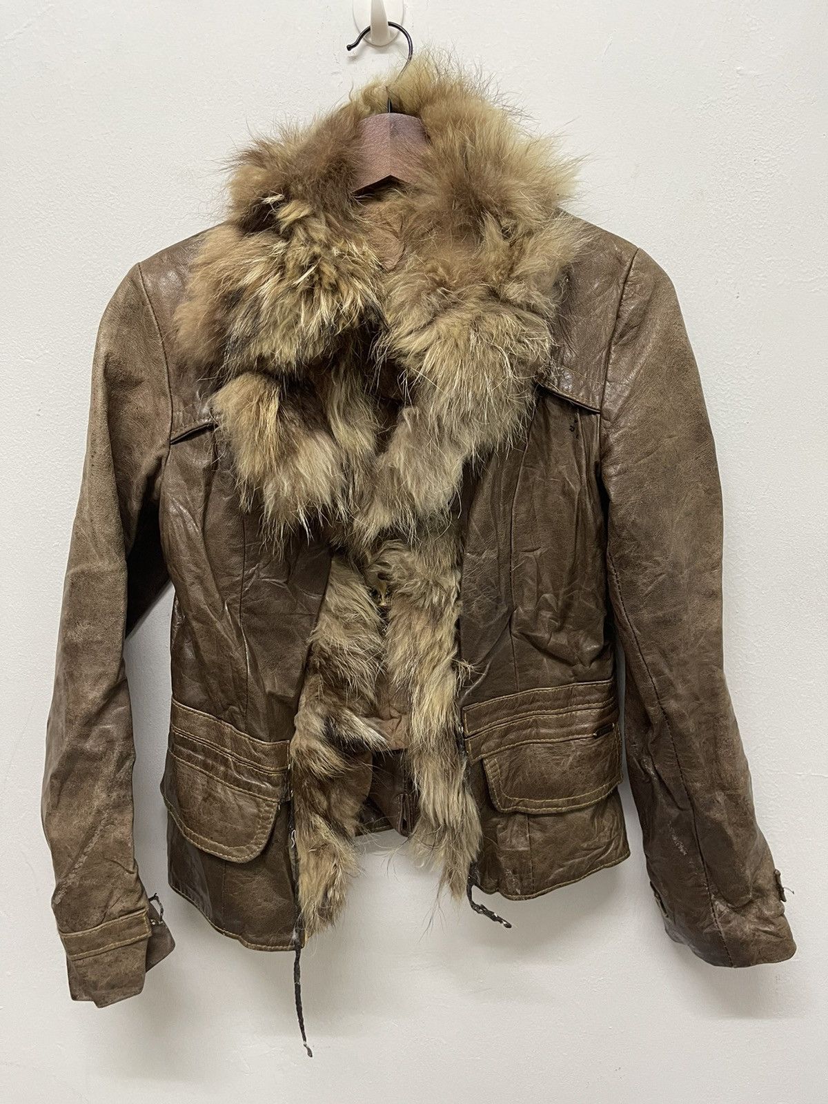 If Six Was Nine FUR LEATHER JACKET CROP INSPIRED LGB STYLE GOA Size S / US 4 / IT 40 - 4 Thumbnail