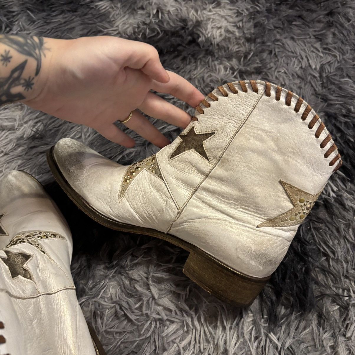 Other × Vintage Italian Vero Cuoio Stars Cowboy Boots amazing beautiful Size US 8 / IT 38 - 11 Thumbnail