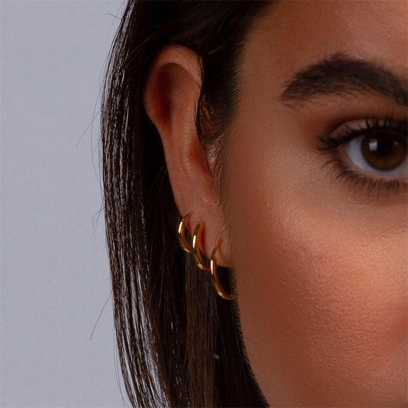Jewelry × Sterling Silver Hip-hop Earrings One Pairs Chrome Jewelry Size ONE SIZE - 4 Thumbnail