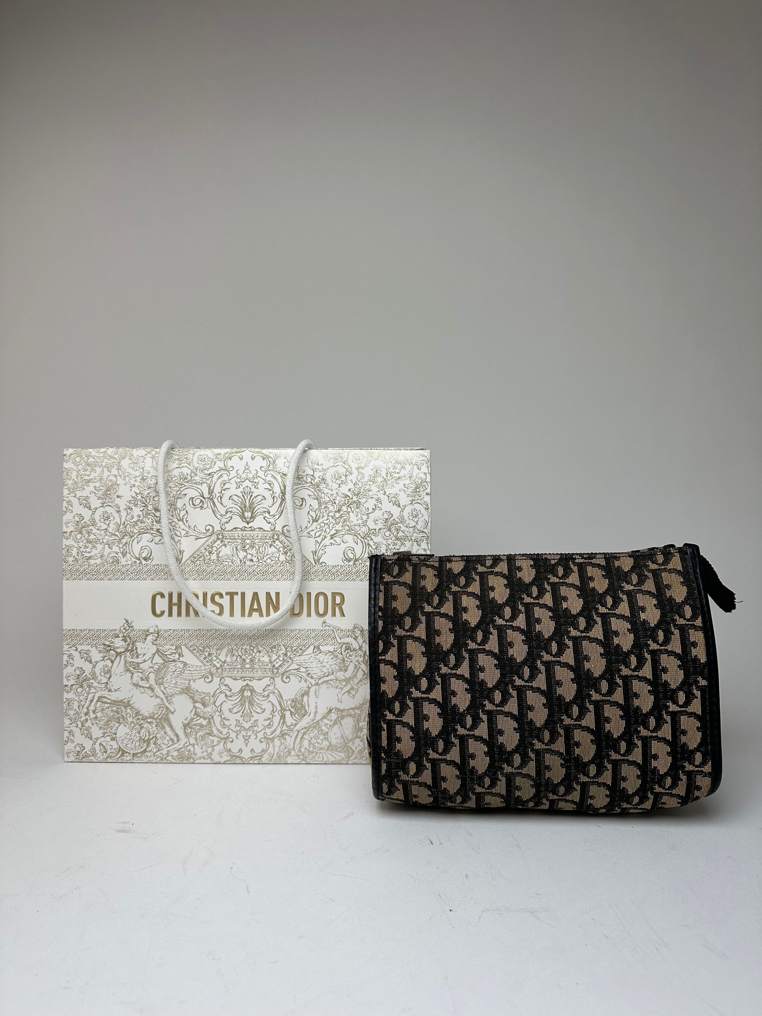 Dior Vintage Oblique Monogram Clutch Beige Navy Size ONE SIZE - 1 Thumbnail