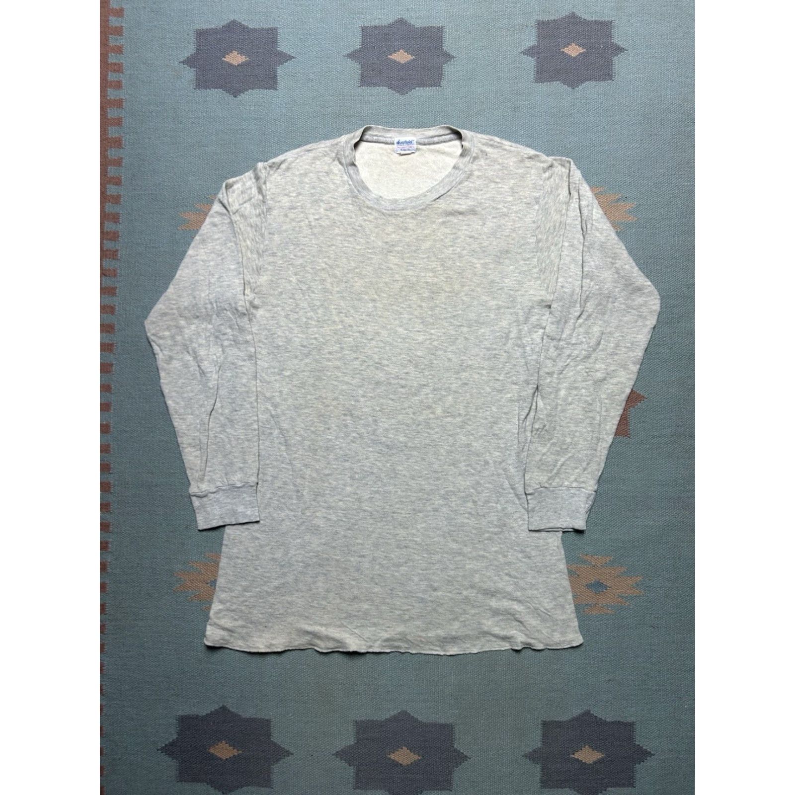 Layer 8 VINTAGE Duofold Long Sleeve Base Layer Shirt 2 Layer Cotton Lined Large Tall Mens Shirt Gray 32” Length 2 Layer Lined Activewear Size US L / EU 52-54 / 3 - 2 Thumbnail
