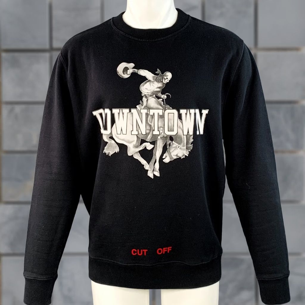 Off-White OFF-WHITE Sweatshirt Black White Graphic Cotton Crew Neck M Adult Mens Size US M / EU 48-50 / 2 - 1 Thumbnail