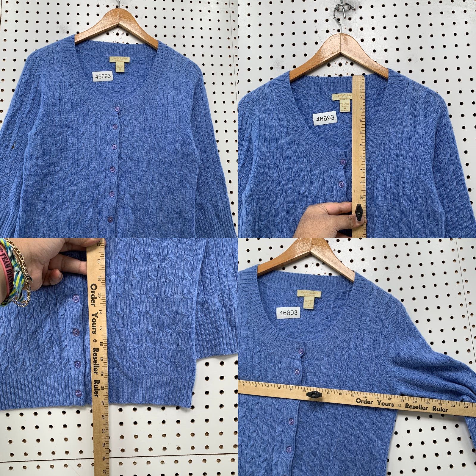 Vintage VINTAGE Simply Cashmere Cardigan Sweater Womens Medium Blue 100% Cashmere 3/4 Sleeve Size M / US 6-8 / IT 42-44 - 8 Thumbnail
