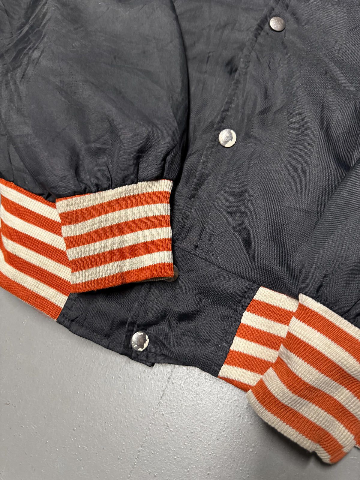Other Men's Black Varsity Jacket with Orange and White Stripes Size US L / EU 52-54 / 3 - 5 Thumbnail
