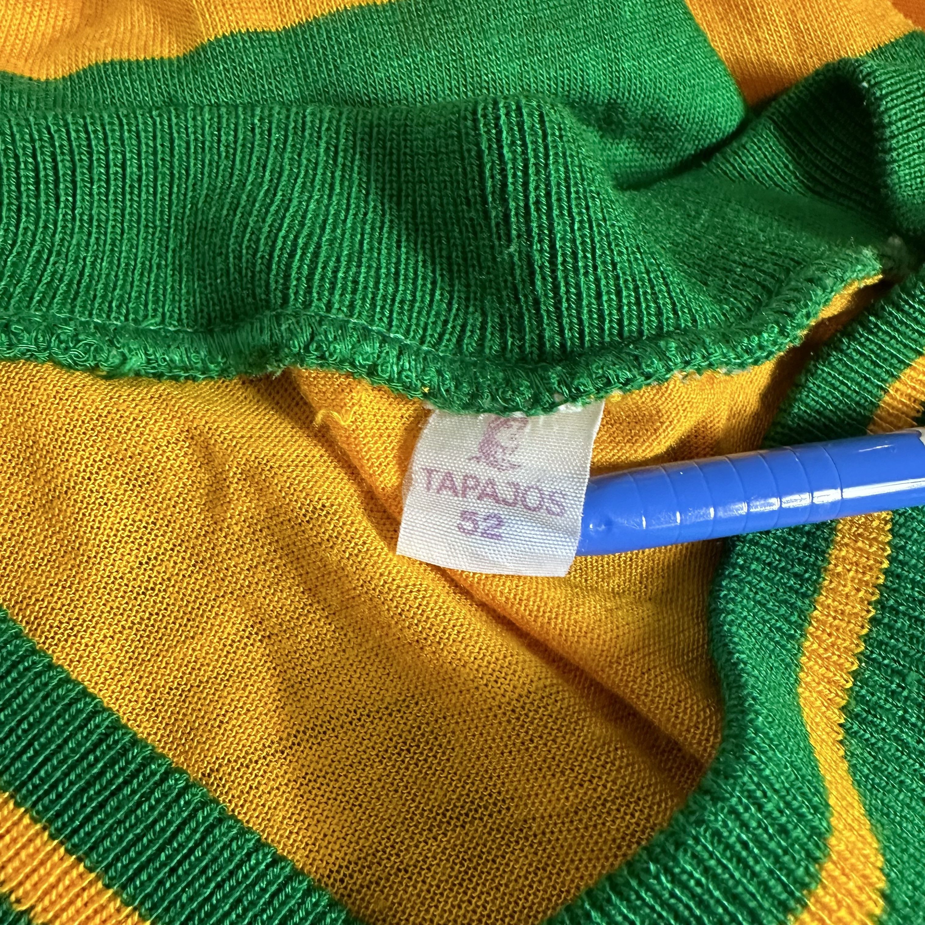 Vintage 🔥RARE🔥Vintage Brasil Team Striped V-Neck T-shirt Size US L / EU 52-54 / 3 - 4 Thumbnail