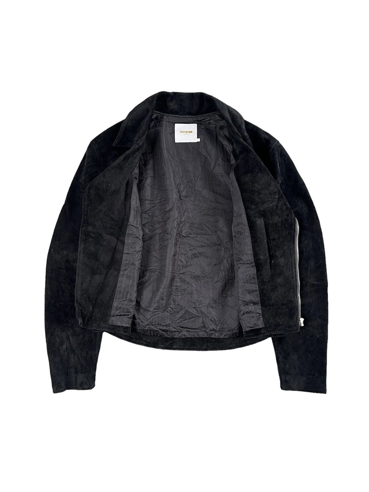 FACTOTUM × Genuine Leather × Japanese Brand Factotum 🇯🇵 Suede Leather Cropped Biker Jacket Size M / US 6-8 / IT 42-44 - 7 Thumbnail