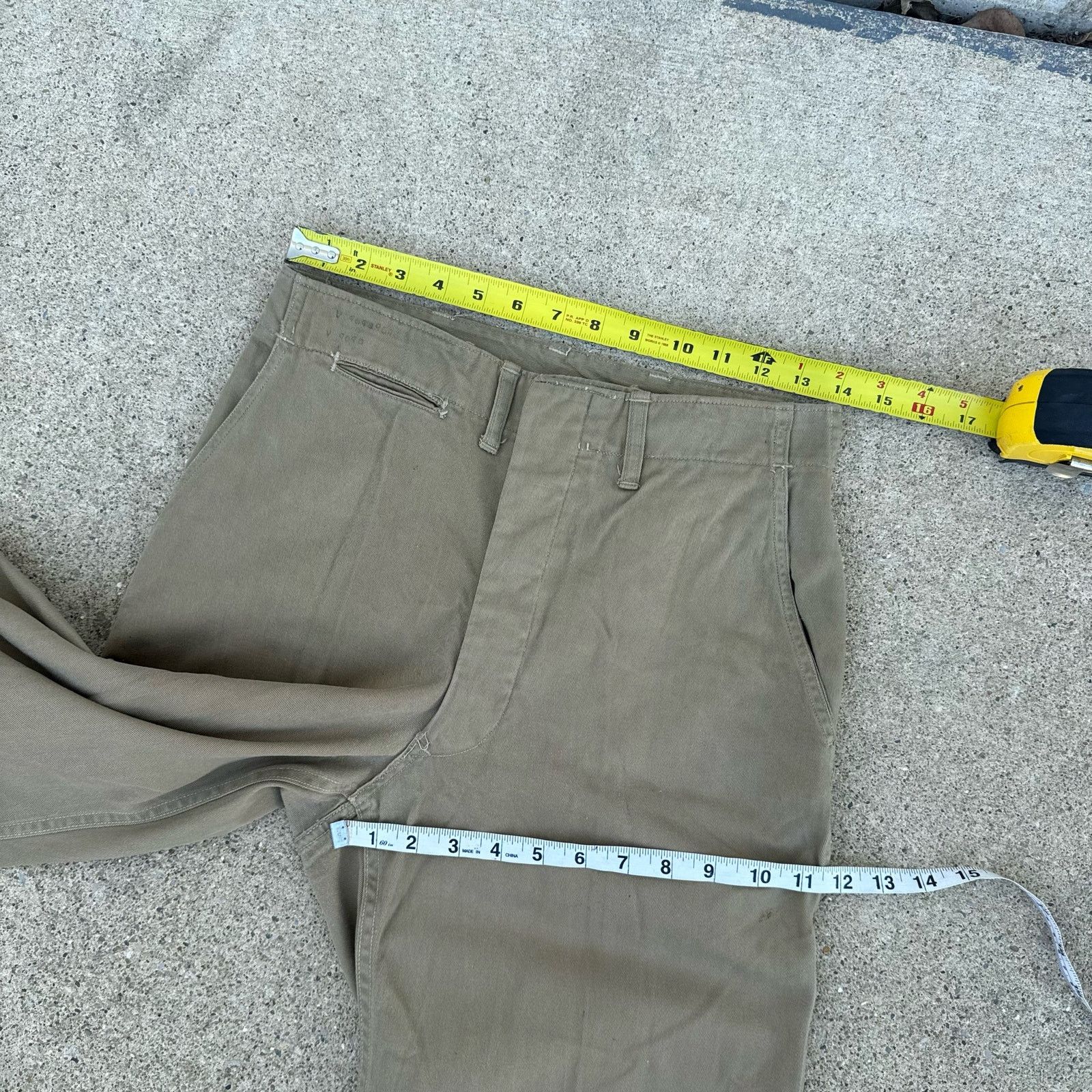Vintage Original WWII US Army Khaki Trousers Size US 28 / EU 44 - 7 Thumbnail