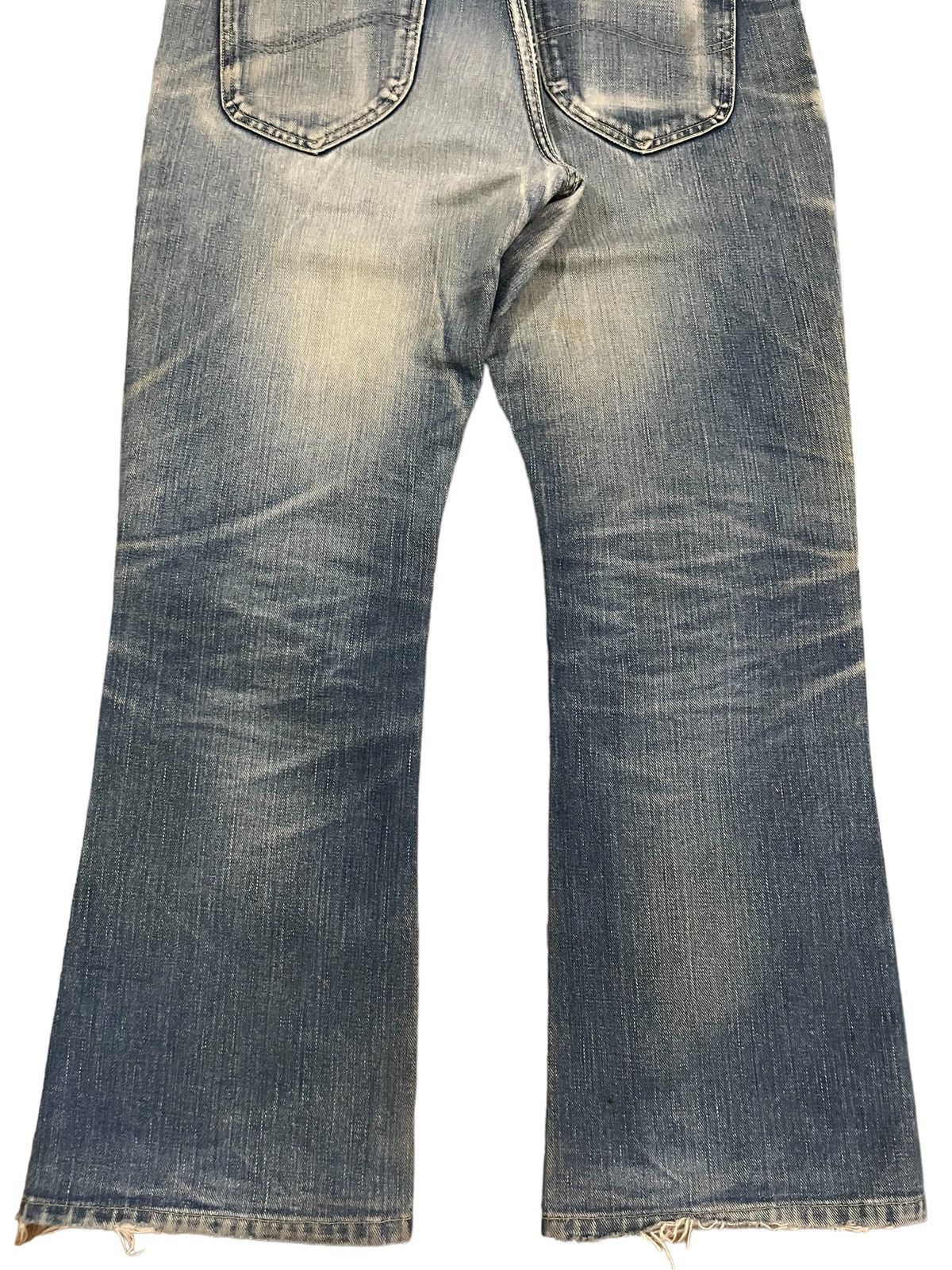 Lee Vintage Lee Denim Yellow Mud Washed Distressed Flare Jeans Size US 34 / EU 50 - 6 Thumbnail