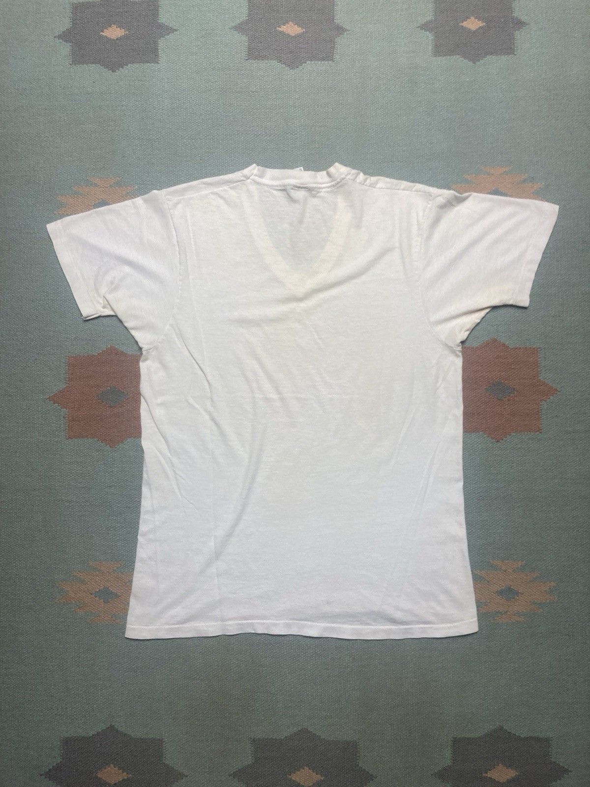 Vintage Vtg blank white t shirt v neck hanes soft cotton worn large Size US L / EU 52-54 / 3 - 7 Thumbnail