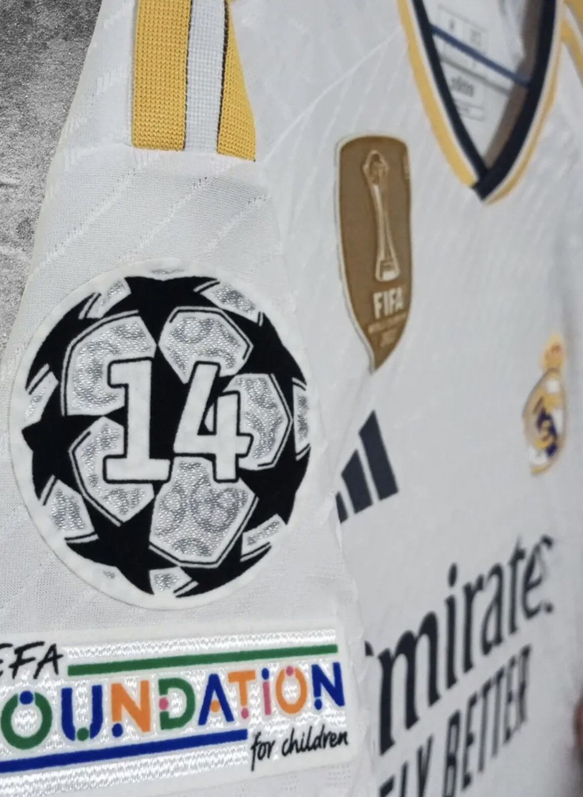 Adidas Real Madrid Vini Jr. Away Jersey W/ Champions League Patches 24 25 Crew Orange