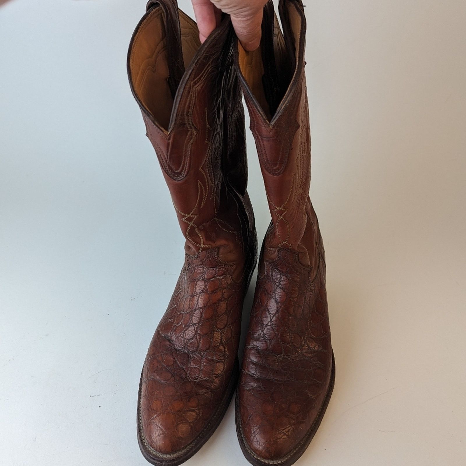 Justin Boots Vintage Justin Men's Boots Exotic Bias Cut Alligator - 8.5D Size US 8 / EU 41 - 8 Thumbnail