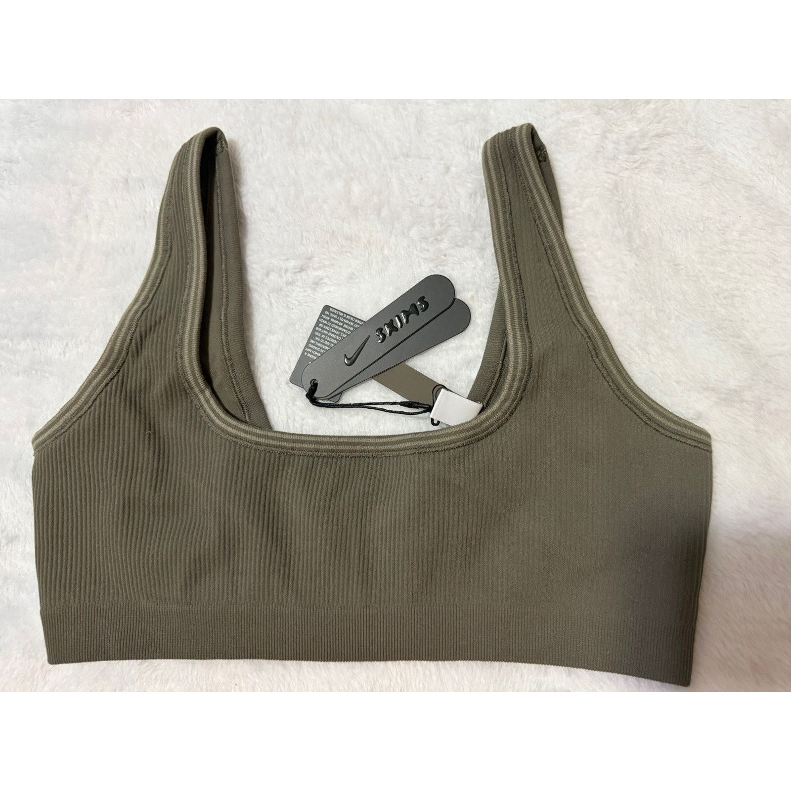 SKIMS Nike x SKIMS Ribbed Seamless Micro Scoop Bra Med Dusty Oak Size ONE SIZE - 2 Thumbnail