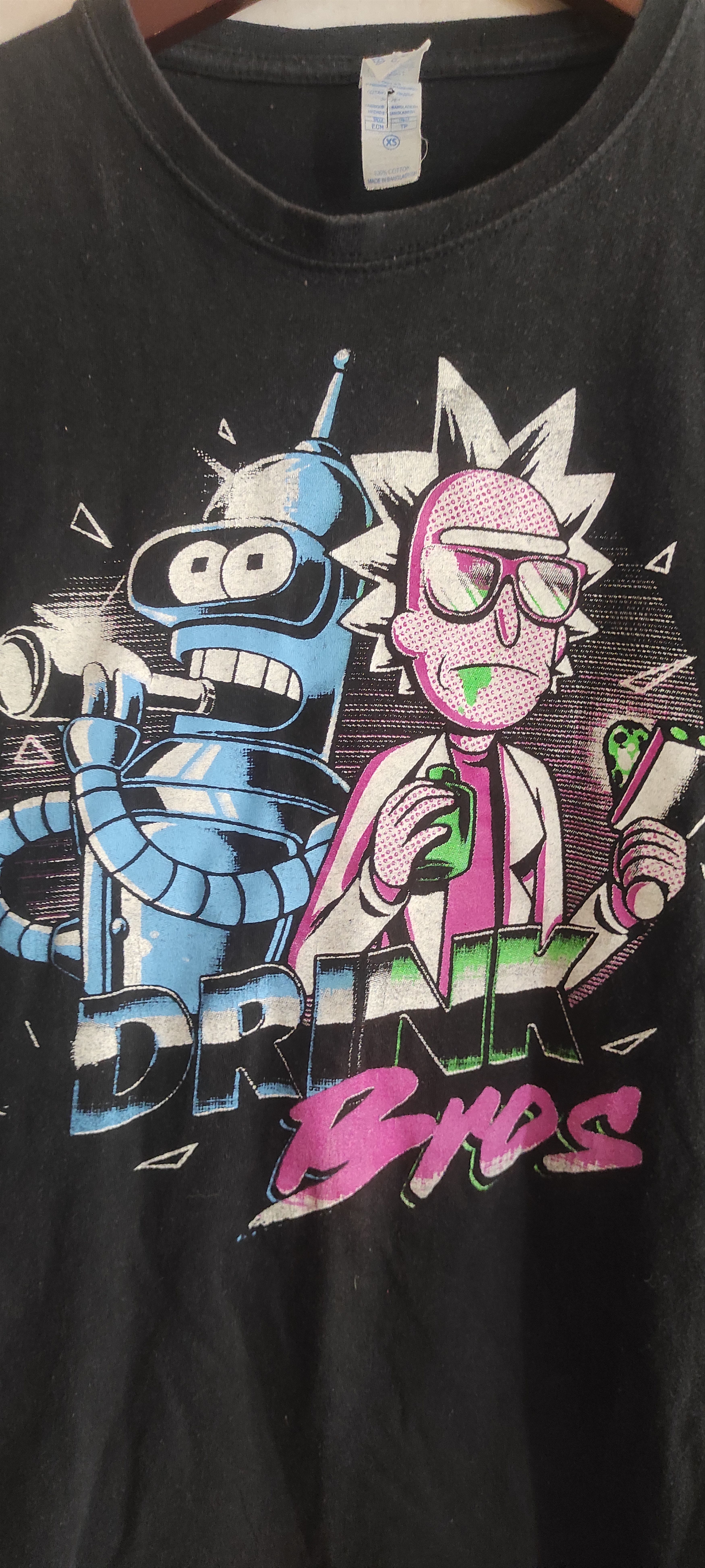 Anime × Vintage Morty Drink Bros Rick Bender Mens Graphic Printed T shirt Size US XS / EU 42 / 0 - 2 Thumbnail