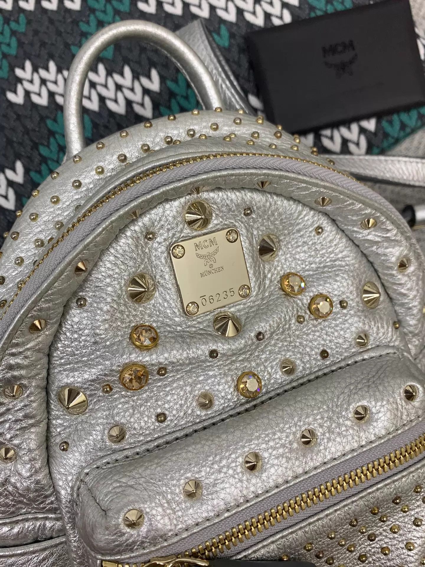 MCM MCM Silver Rivet Crystal Backpack Like New Size ONE SIZE - 5 Thumbnail