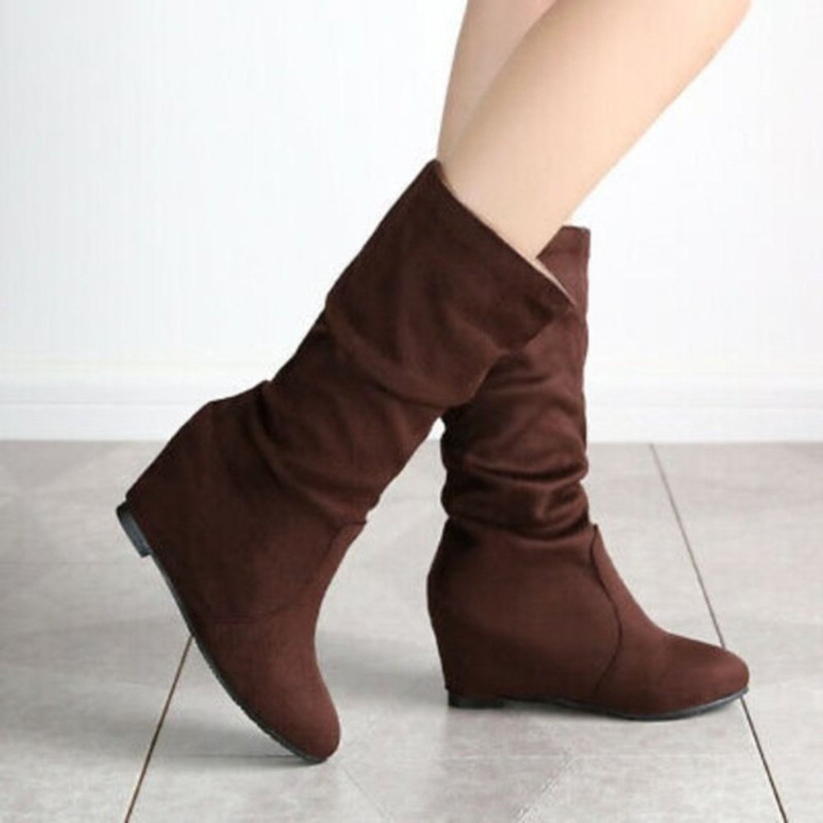 Designer Athena Alexander Slouch Faux Suede Hidden Wedge Boots 11 Size US 11 / IT 41 - 10 Thumbnail